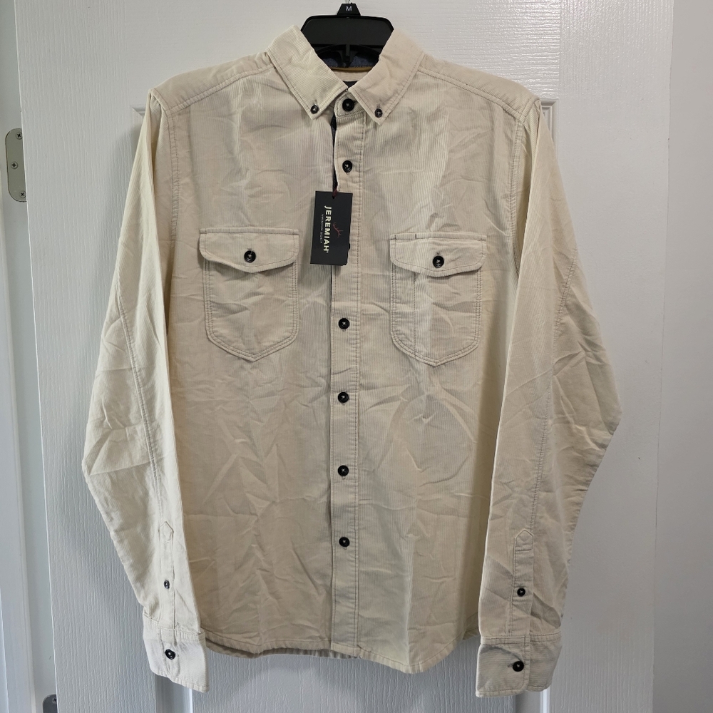 Men's Jeremiah Corduroy Flannel Shirt Size SM Birch Khaki New With Tags